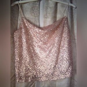American eagle blush and rose gold sparkle tank top size medium